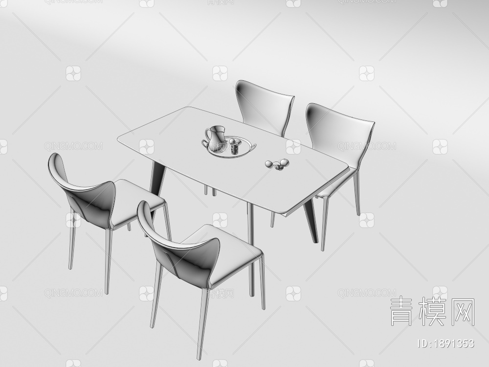 折叠餐桌 餐桌椅3D模型下载【ID:1891353】