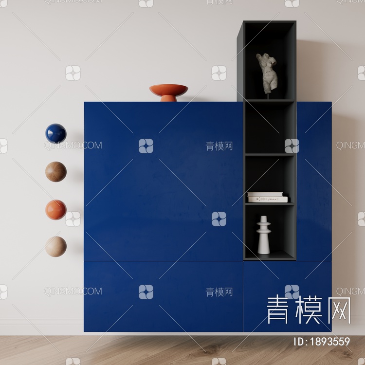 拼色，蓝色，组合柜，壁柜3D模型下载【ID:1893559】
