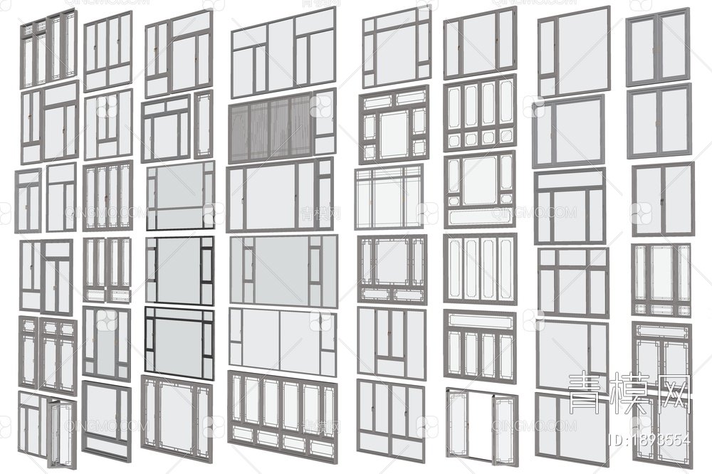 玻璃窗SU模型下载【ID:1893554】