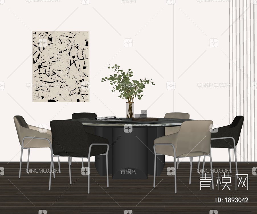 餐桌椅组合SU模型下载【ID:1893042】
