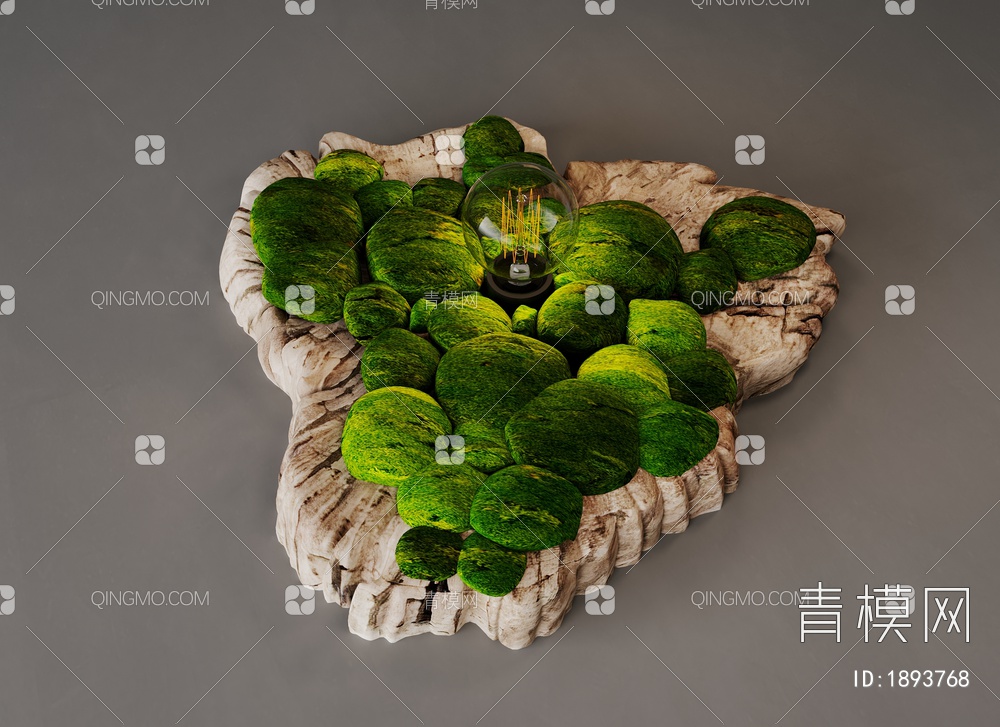 实木，岛屿，苔藓，氛围灯，壁灯3D模型下载【ID:1893768】