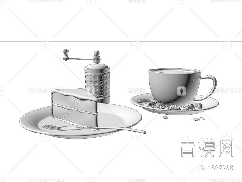 食品 饮料 蛋糕 咖啡3D模型下载【ID:1892988】