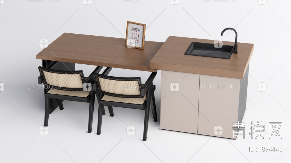 中岛台 餐桌椅组合SU模型下载【ID:1894446】
