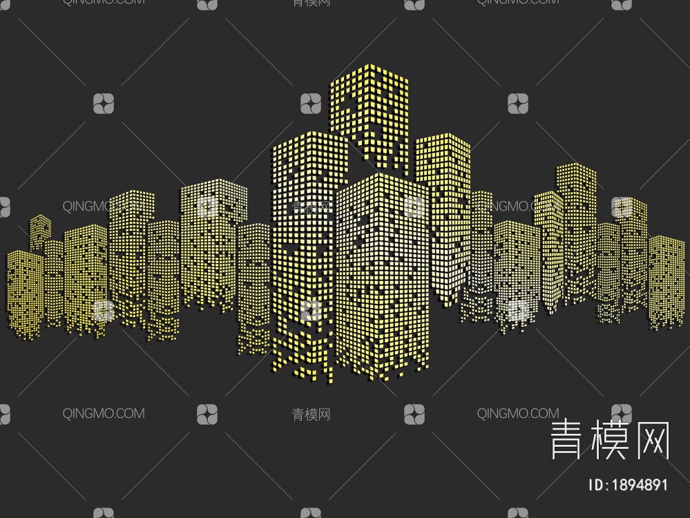 建筑剪影SU模型下载【ID:1894891】