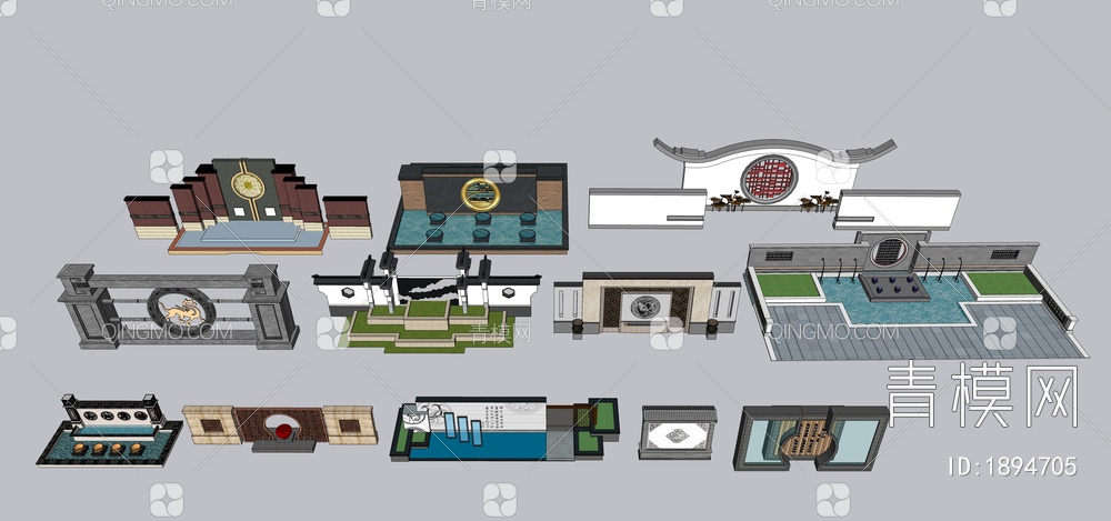 精选水景墙合集SU模型下载【ID:1894705】