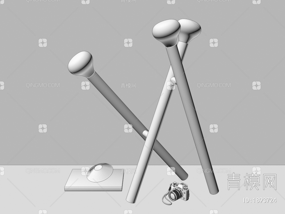立柱，多头，时尚，落地灯3D模型下载【ID:1893724】