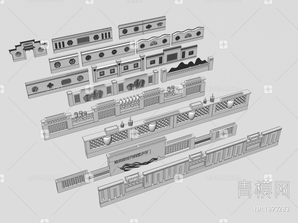 美丽乡村围墙3D模型下载【ID:1893283】