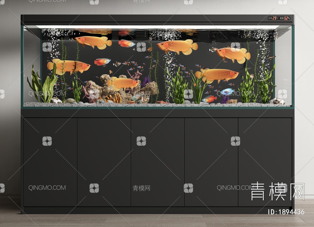 鱼缸 观赏鱼缸 水族箱 热带鱼 金龙鱼3D模型下载【ID:1894436】