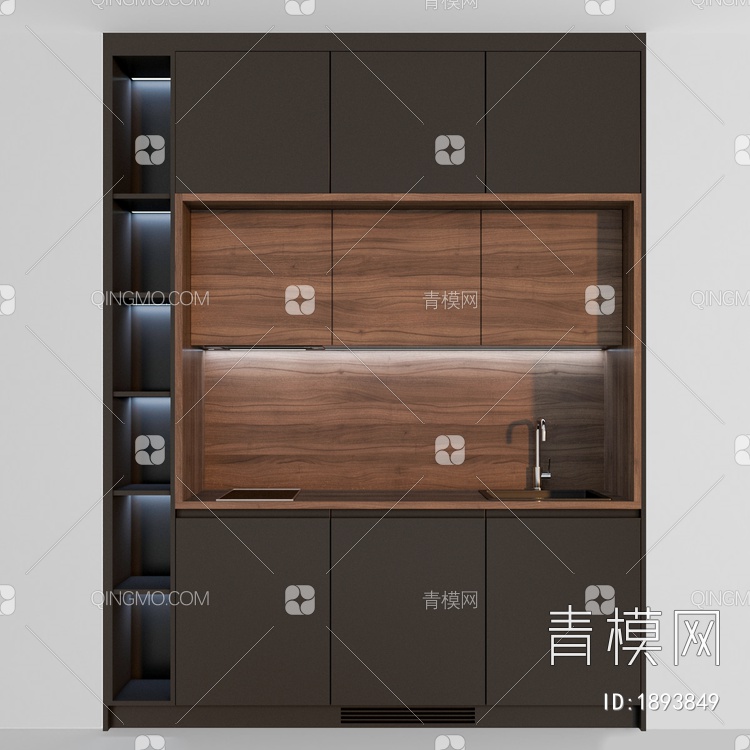餐边柜，酒柜，高柜，餐厅，储物柜3D模型下载【ID:1893849】