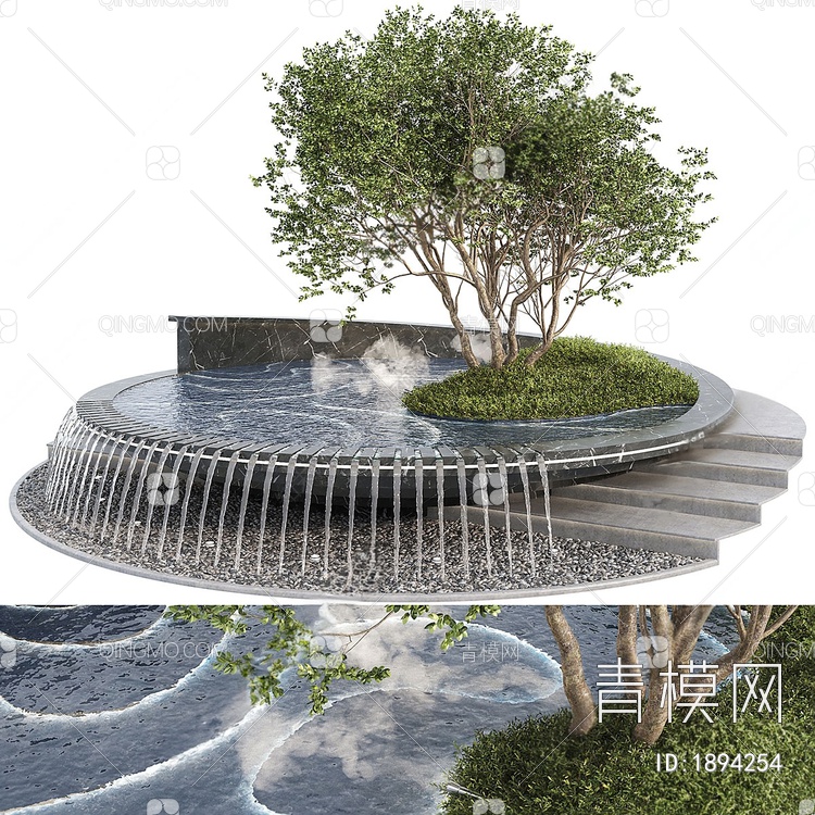户外景观喷水池3D模型下载【ID:1894254】