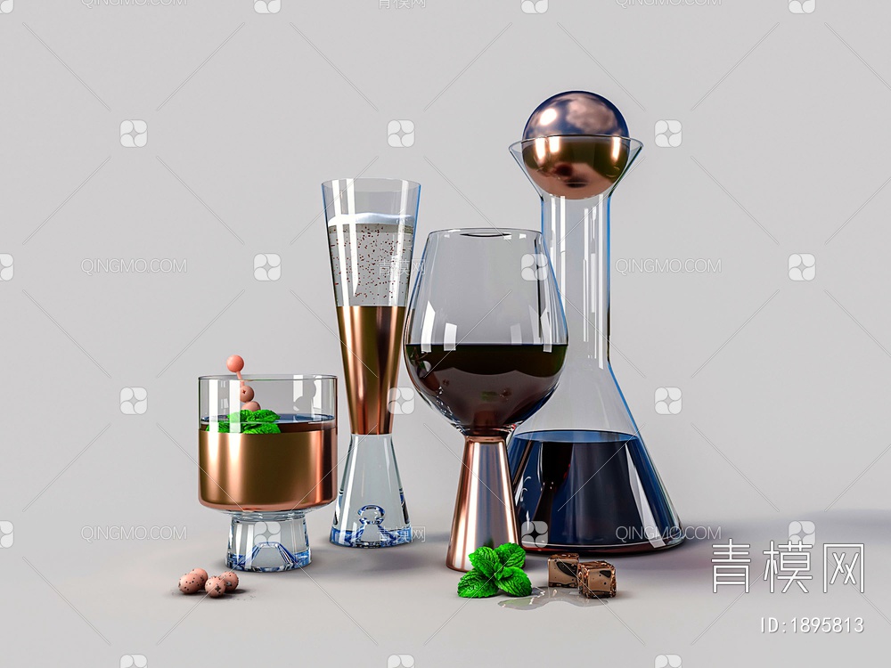 玻璃器皿 红酒杯3D模型下载【ID:1895813】