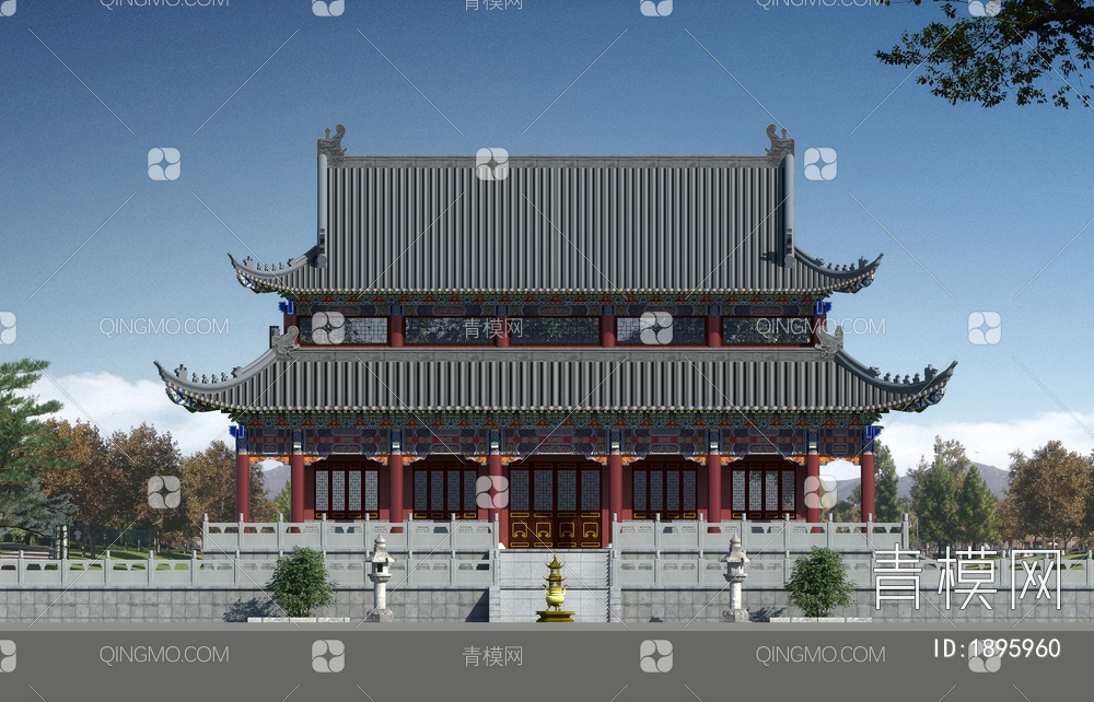 古建筑观音庙3D模型下载【ID:1895960】