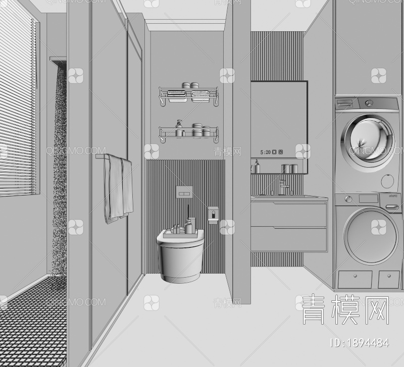 卫生间，卫生间，干区3D模型下载【ID:1894484】