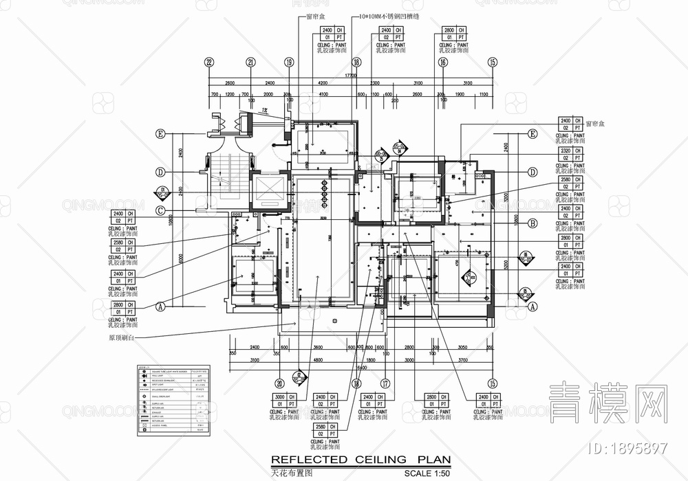 160㎡四居室家装样板间室内施工图 家装 私宅 平层 四居室 样板间【ID:1895897】