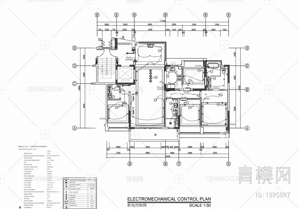 160㎡四居室家装样板间室内施工图 家装 私宅 平层 四居室 样板间【ID:1895897】