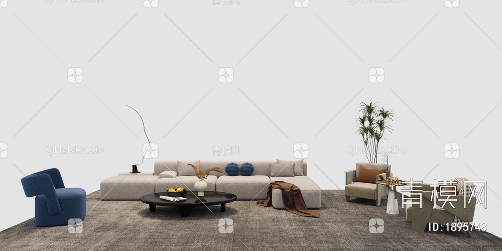沙发茶几组合，休闲沙发3D模型下载【ID:1895748】