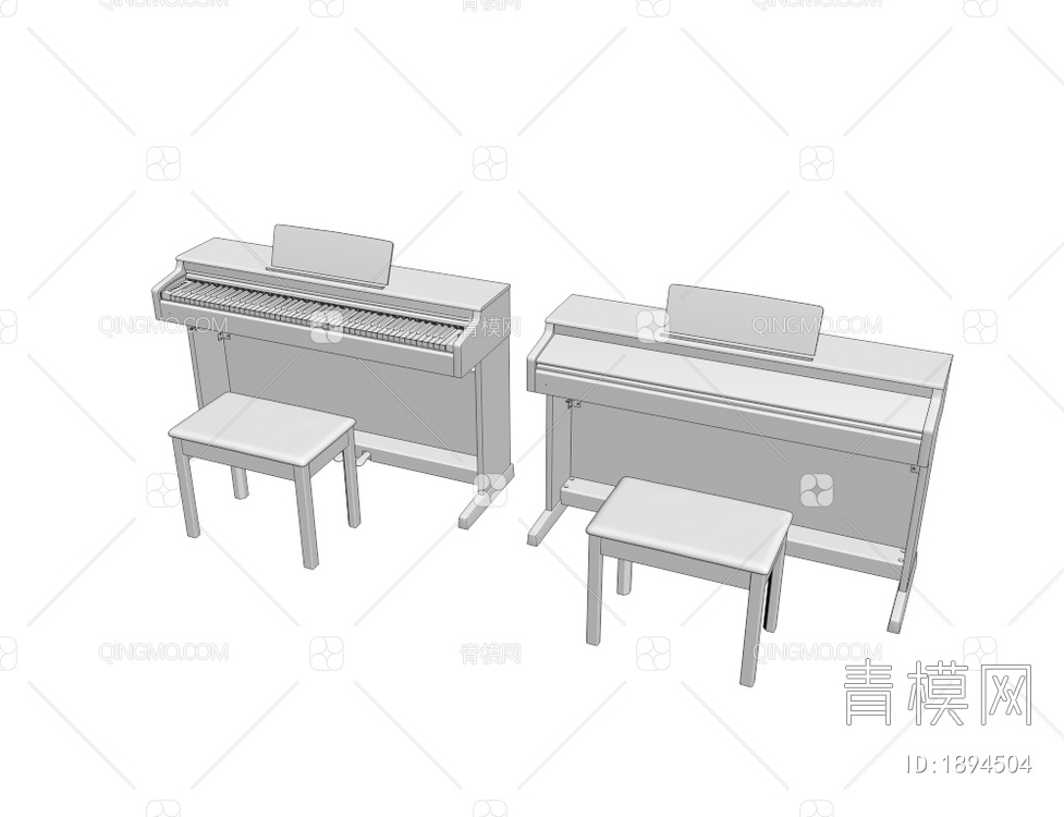 实木一字型钢琴3D模型下载【ID:1894504】
