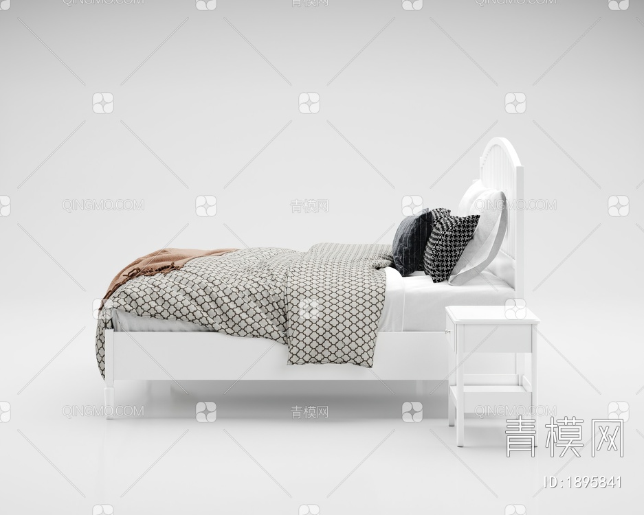 双人床，宜家床具3D模型下载【ID:1895841】