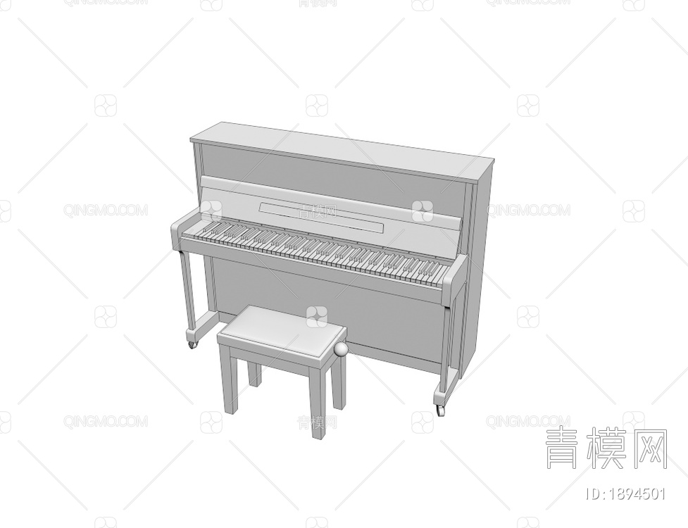 实木一字型钢琴3D模型下载【ID:1894501】