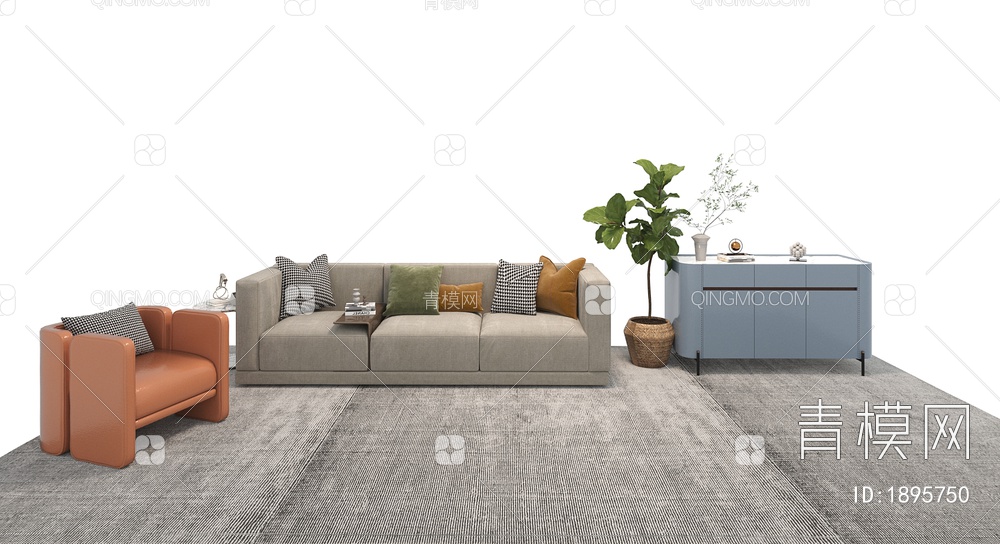 沙发组合，休闲沙发3D模型下载【ID:1895750】