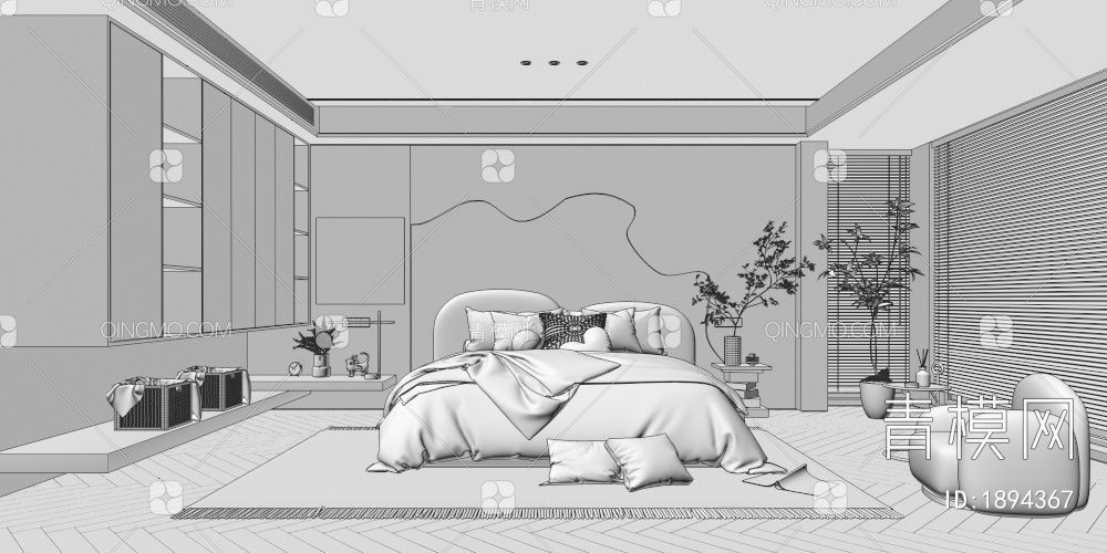卧室3D模型下载【ID:1894367】