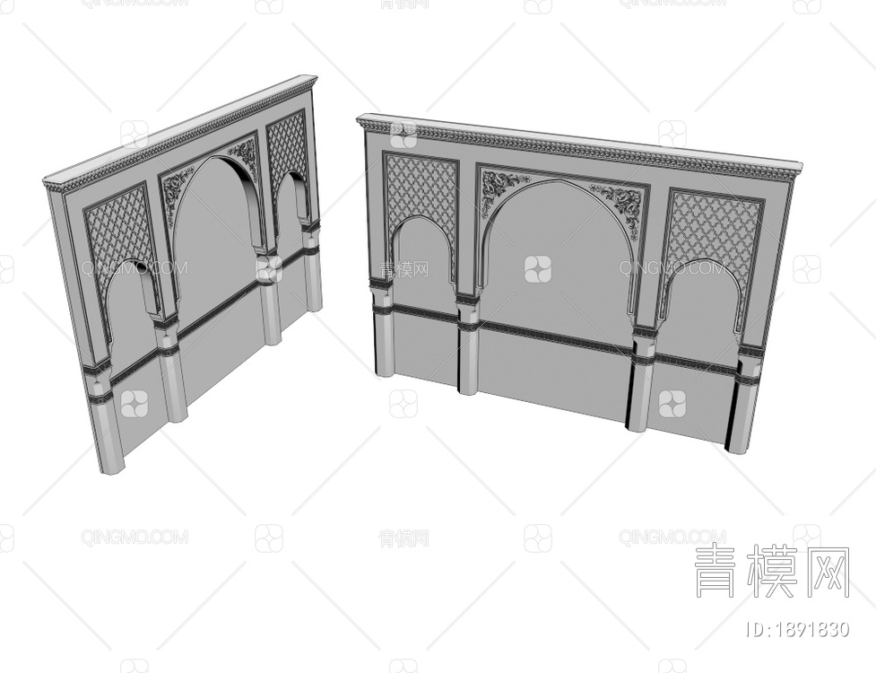 阿拉伯装饰墙拱门 墙壁3D模型下载【ID:1891830】
