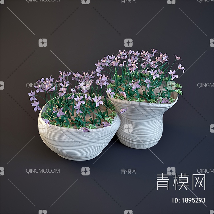 花坛，景观小品，园艺，花，植物3D模型下载【ID:1895293】