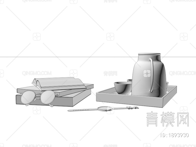 茶水 书籍 手表 眼镜3D模型下载【ID:1893930】