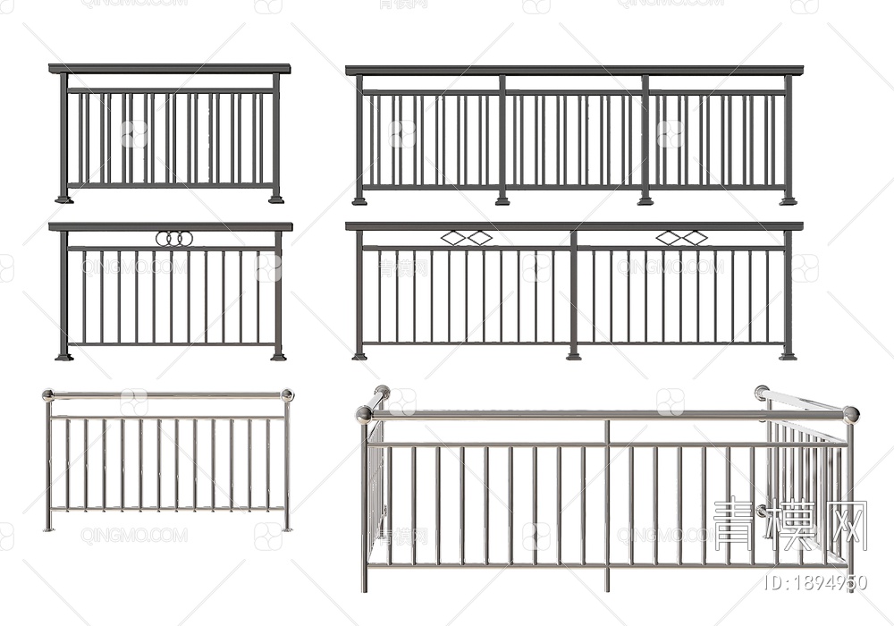 栏杆，不锈钢栏杆3D模型下载【ID:1894950】