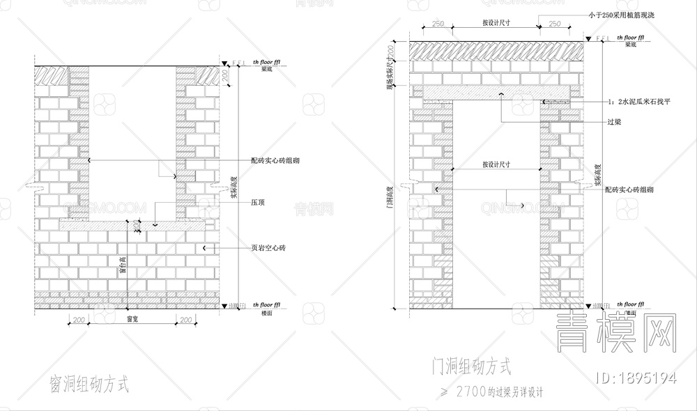 室内砌筑墙体常用节点【ID:1895194】