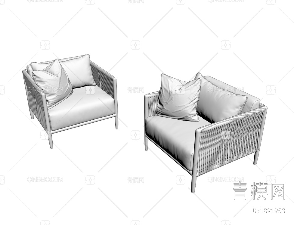 马尔代夫躺椅 睡椅 休闲单人沙发椅3D模型下载【ID:1891953】