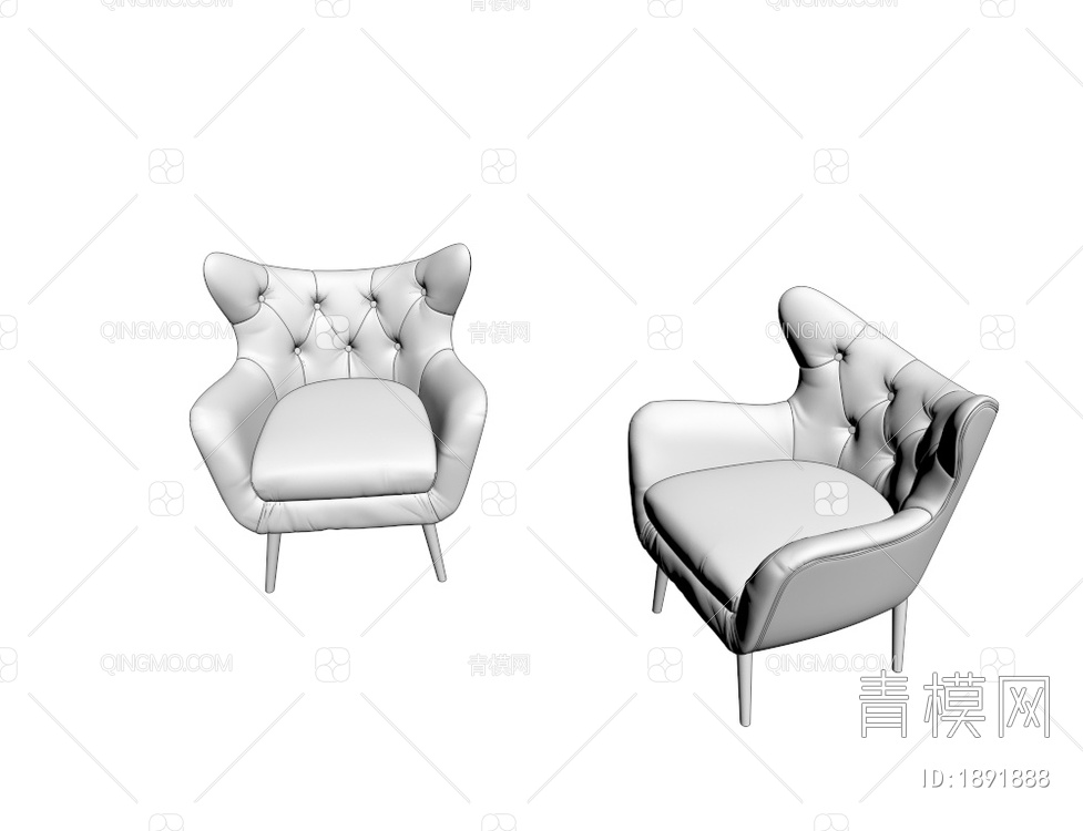 休闲单人扶手椅3D模型下载【ID:1891888】