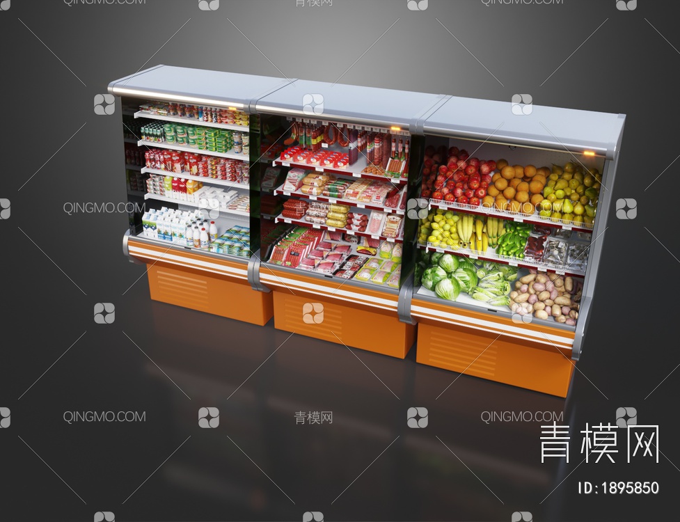 超市食物饮料冷藏柜 冰柜 保险柜 售货柜3D模型下载【ID:1895850】