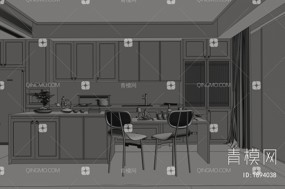 家居厨房3D模型下载【ID:1894038】