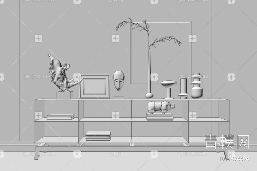 金属，黑钢，实木，边柜，装饰柜3D模型下载【ID:1894494】