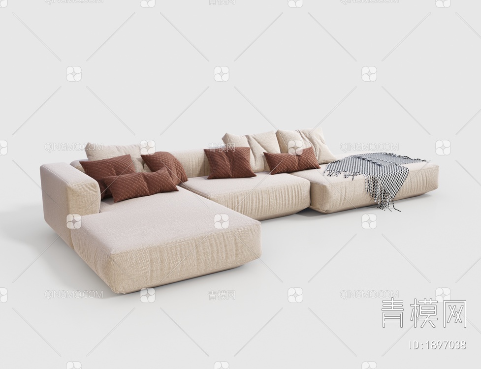 布料多人转角沙发3D模型下载【ID:1897038】