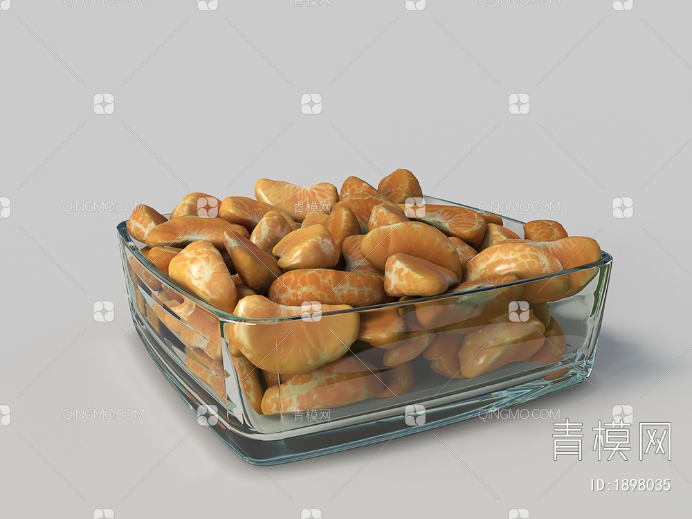 食品 水果 橘子瓣 玻璃餐盒3D模型下载【ID:1898035】
