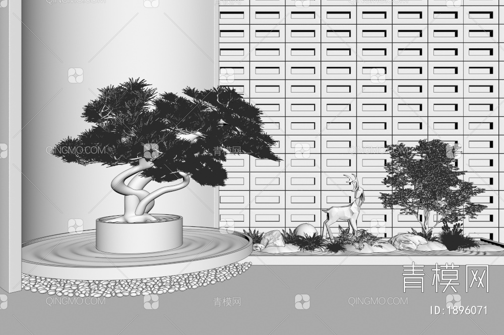 绿植造景，植物组合，植物堆3D模型下载【ID:1896071】