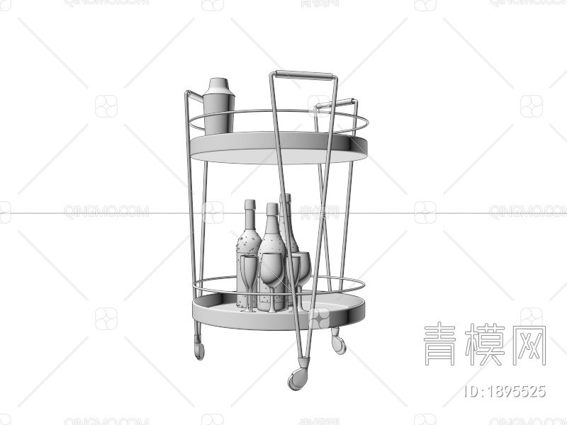 红酒圆架餐车3D模型下载【ID:1895525】
