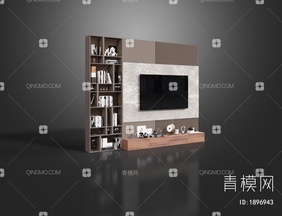 一体式电视柜背景墙3D模型下载【ID:1896943】