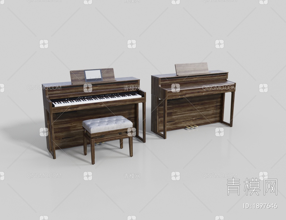 实木钢琴3D模型下载【ID:1897646】