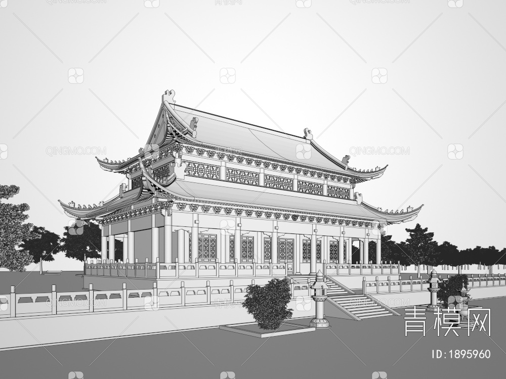 古建筑观音庙3D模型下载【ID:1895960】