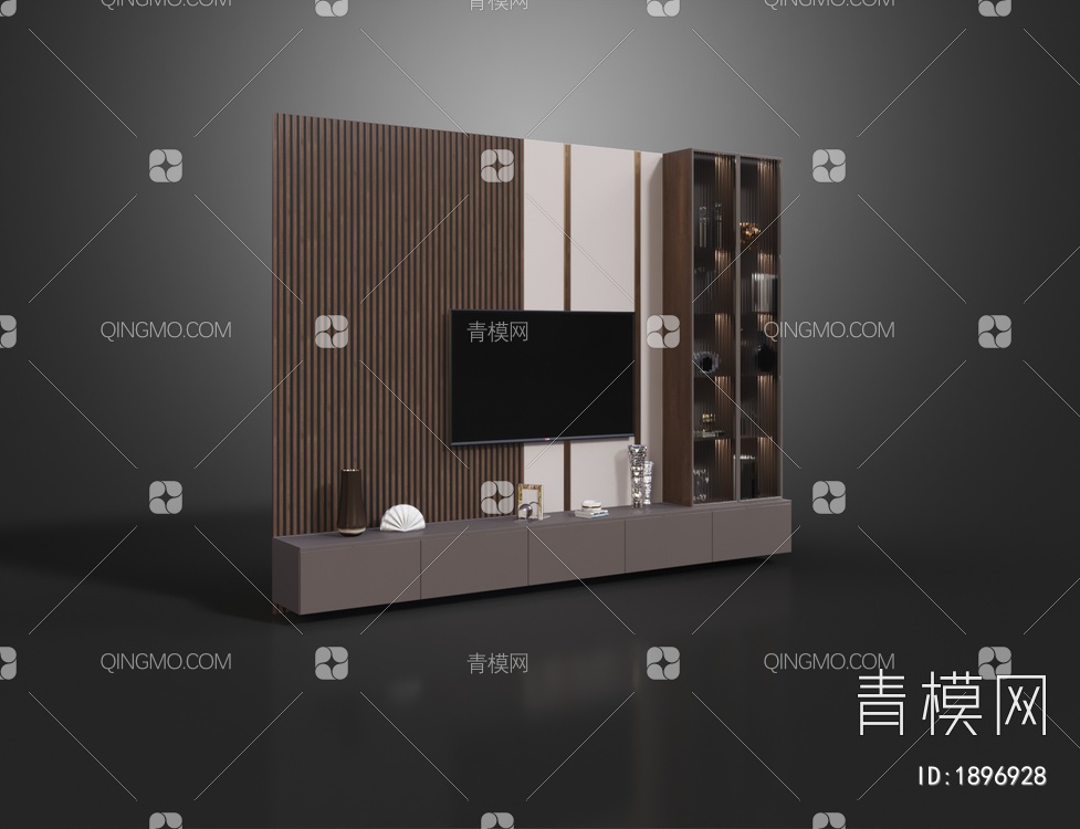 一体式电视柜背景墙3D模型下载【ID:1896928】