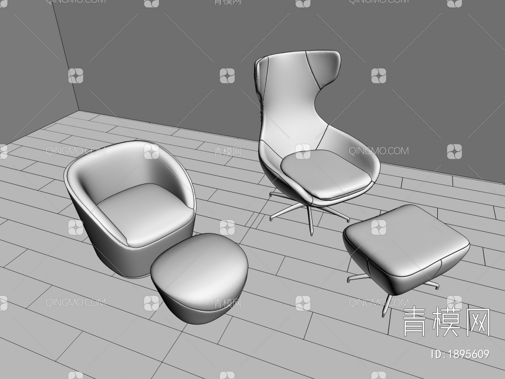 休闲椅组合3D模型下载【ID:1895609】
