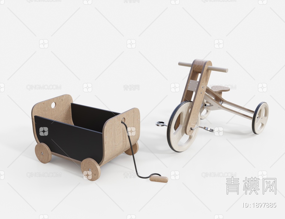 儿童玩具车 脚踏车3D模型下载【ID:1897885】