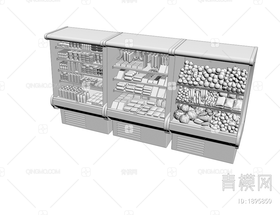 超市食物饮料冷藏柜 冰柜 保险柜 售货柜3D模型下载【ID:1895850】