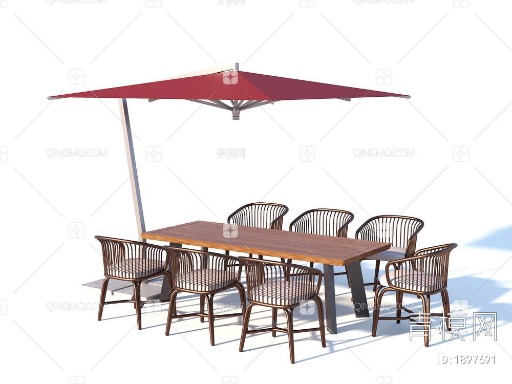 户外桌椅 户外咖啡区 铁艺桌椅 商业外摆桌椅3D模型下载【ID:1897691】