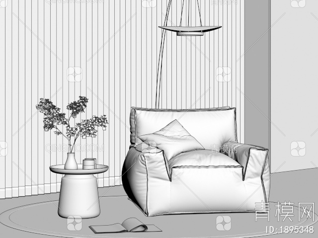 单人沙发3D模型下载【ID:1895348】