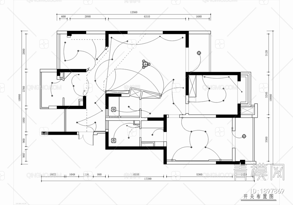 150㎡创意家装平层室内施工图 家装 私宅 平层 样板间【ID:1897869】