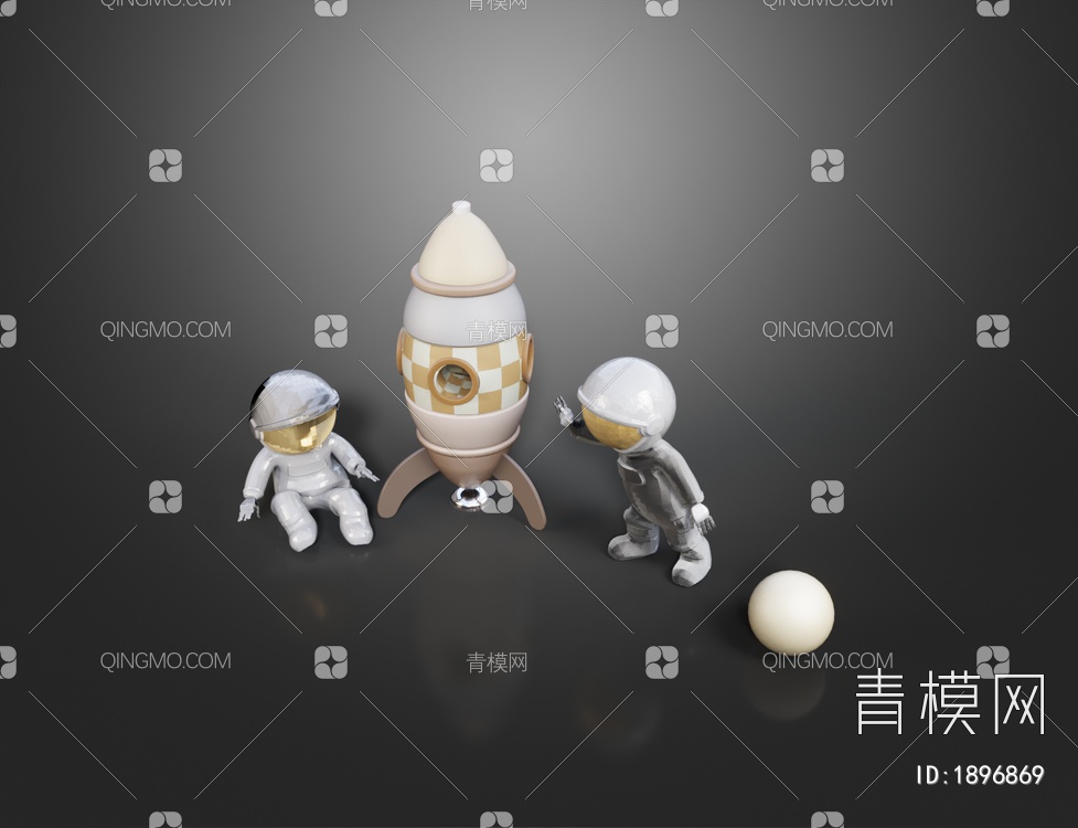 宇航员雕塑摆件3D模型下载【ID:1896869】